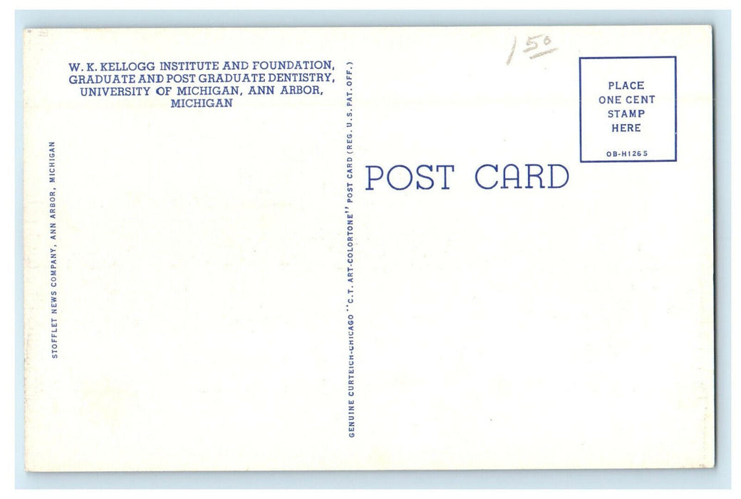 c1940s WK Kellogg Institute, University of Michigan, Michigan MI Postcard