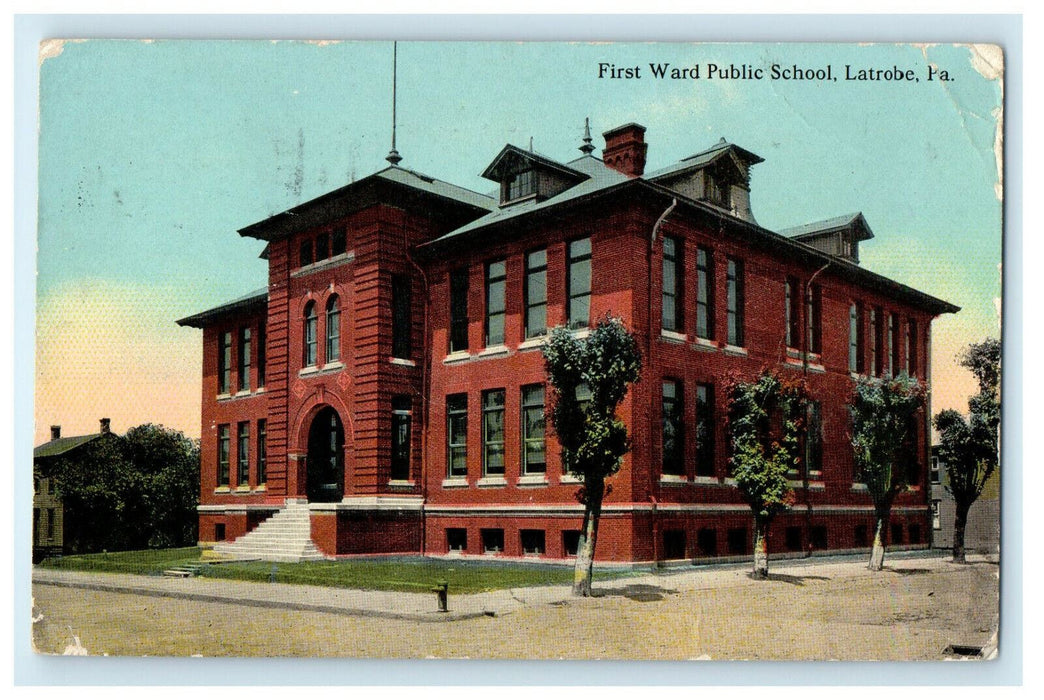 c1910s First Ward Public School Latrobe Pennsylvania PA Posted Postcard