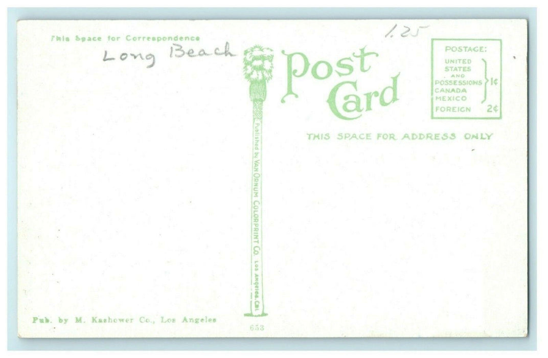 c1910 Harbor Dry Dock Boat Long Beach California CA Unposted Antique Postcard