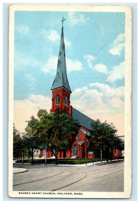 c1911 Sacred Heart Church, Holyoke, Massachusetts MA Posted Postcard