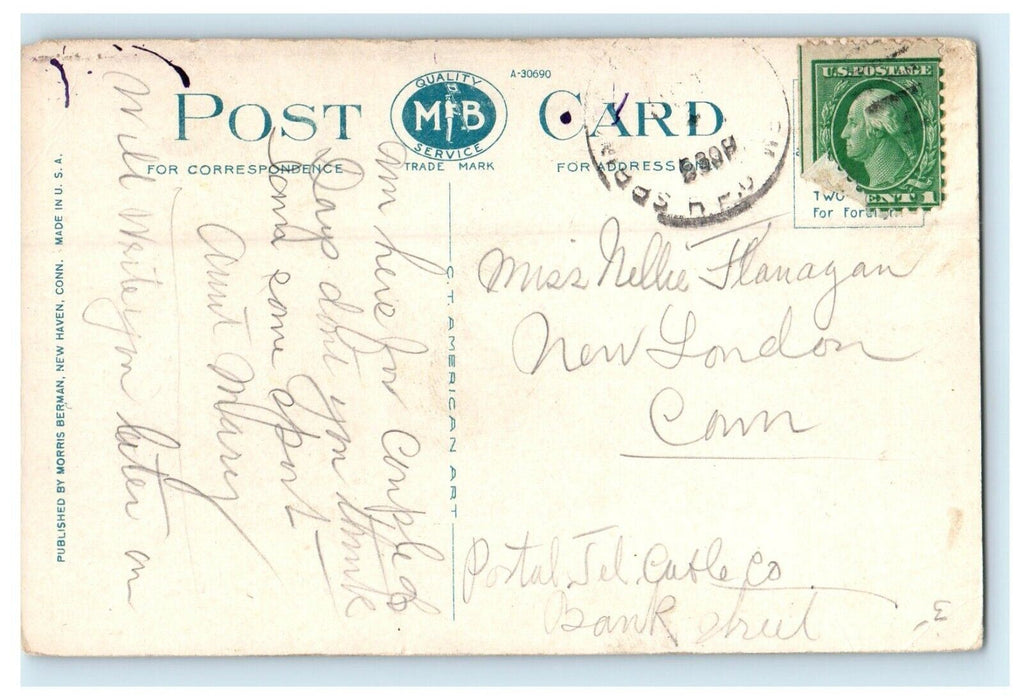 c1911 Sacred Heart Church, Holyoke, Massachusetts MA Posted Postcard