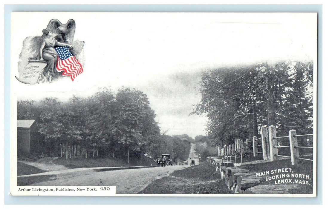 c1905 Main Street Looking North Lenox Massachusetts MA Undivided Back Postcard