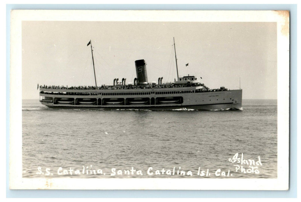 c1940's S.S. Santa Catalina Island Ship California CA RPPC Photo Postcard