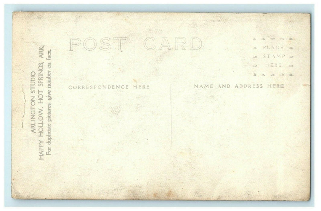 c1910 Man on Donkey Happy Hollow Hot Springs Arkansas AR RPPC Photo Postcard