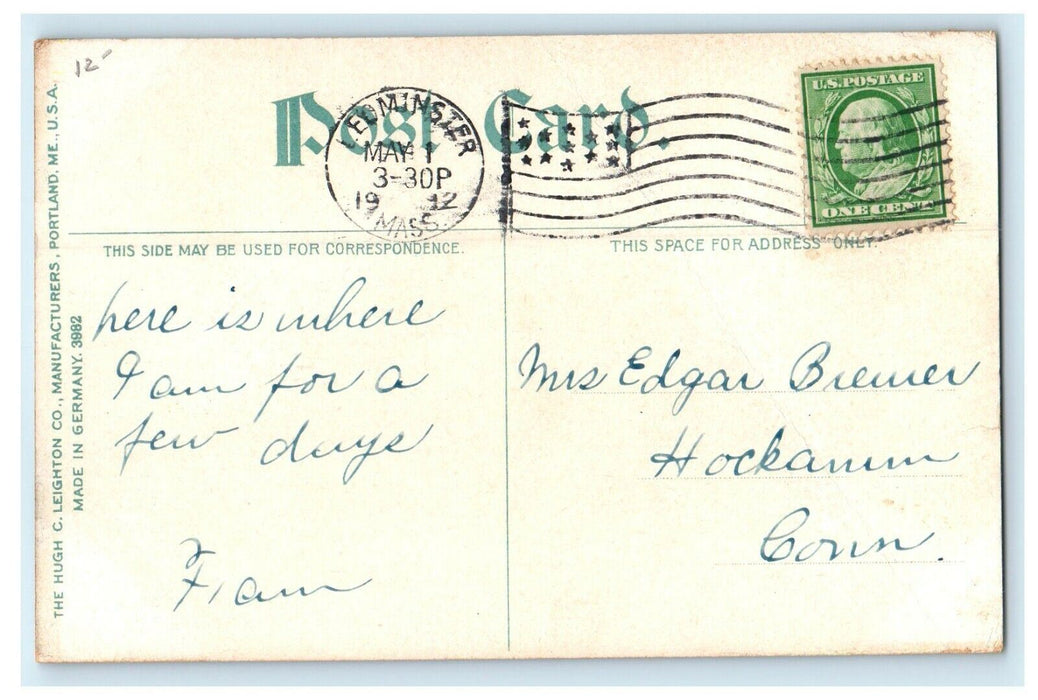 1912 N.Y.N.H & H. Depot Railroad Train Leominster Massachusetts MA Postcard