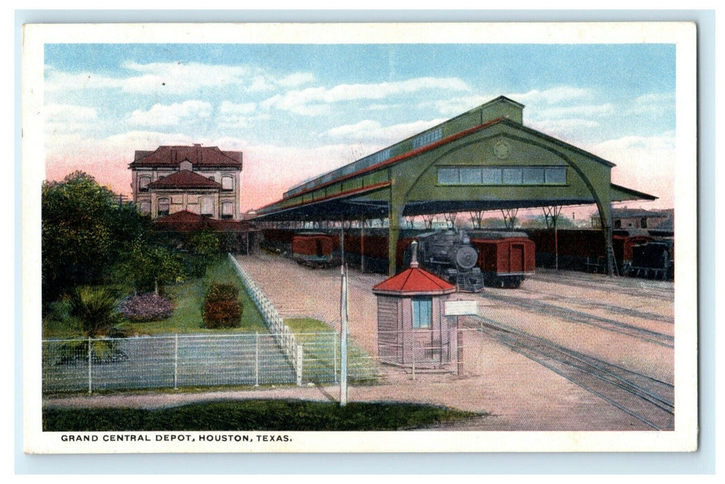 1916 Grand Central Depot Houston Texas TX RPO Terminal Posted Postcard