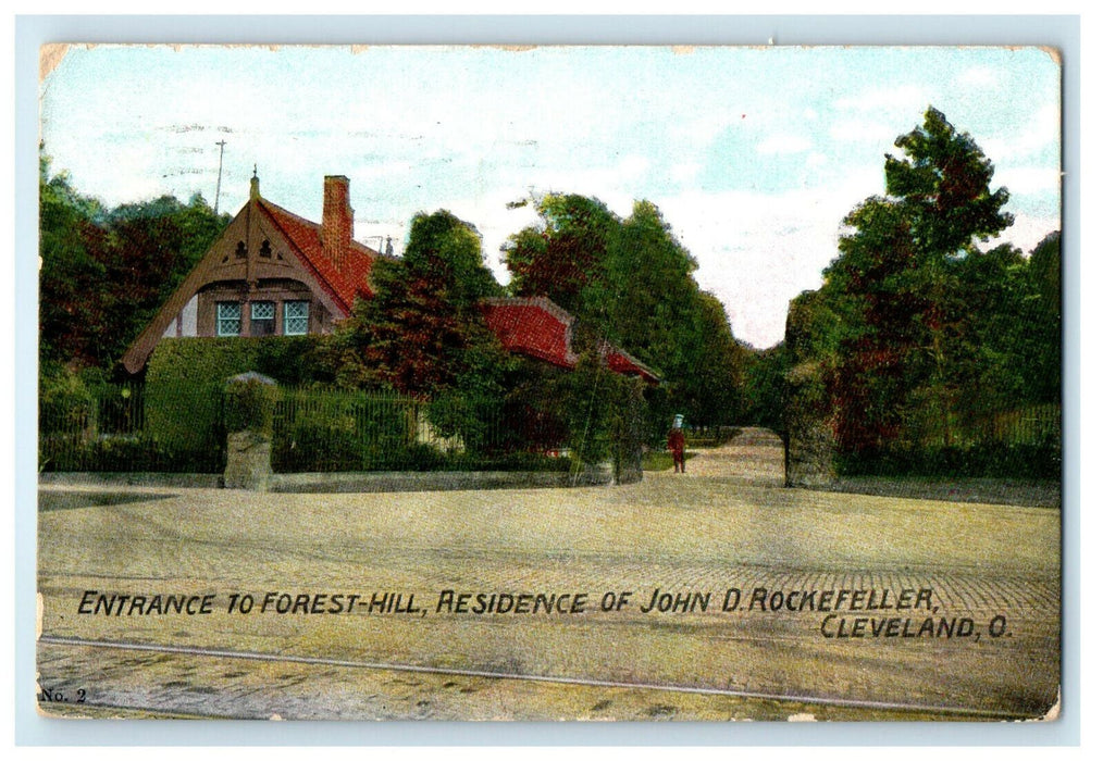 1908 John D Rockefeller Residence, Cleveland Ohio OH Car Advertising Postcard