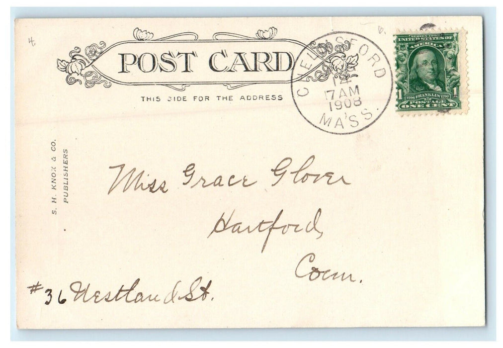 1908 The Post Office Street View Lowell Massachusetts MA Antique UDB Postcard