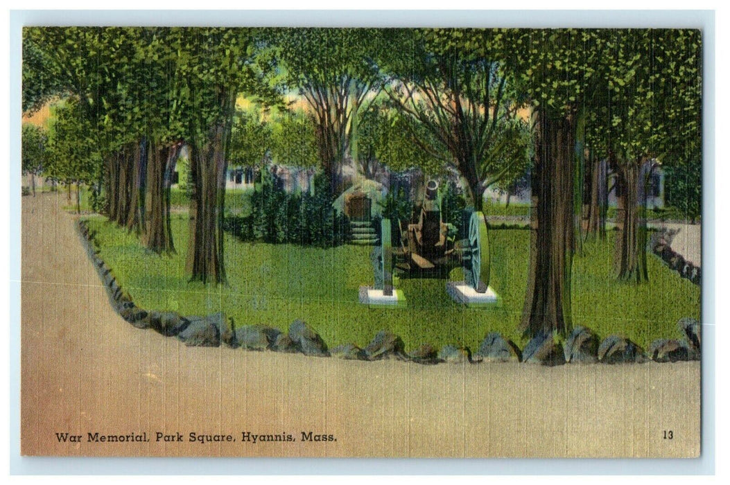 c1940 War Memorial, Park Square, Hyannis Massachusetts MA Postcard