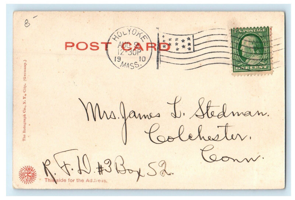 c1910 High School, Holyoke, Massachusetts MA Posted Antique Postcard