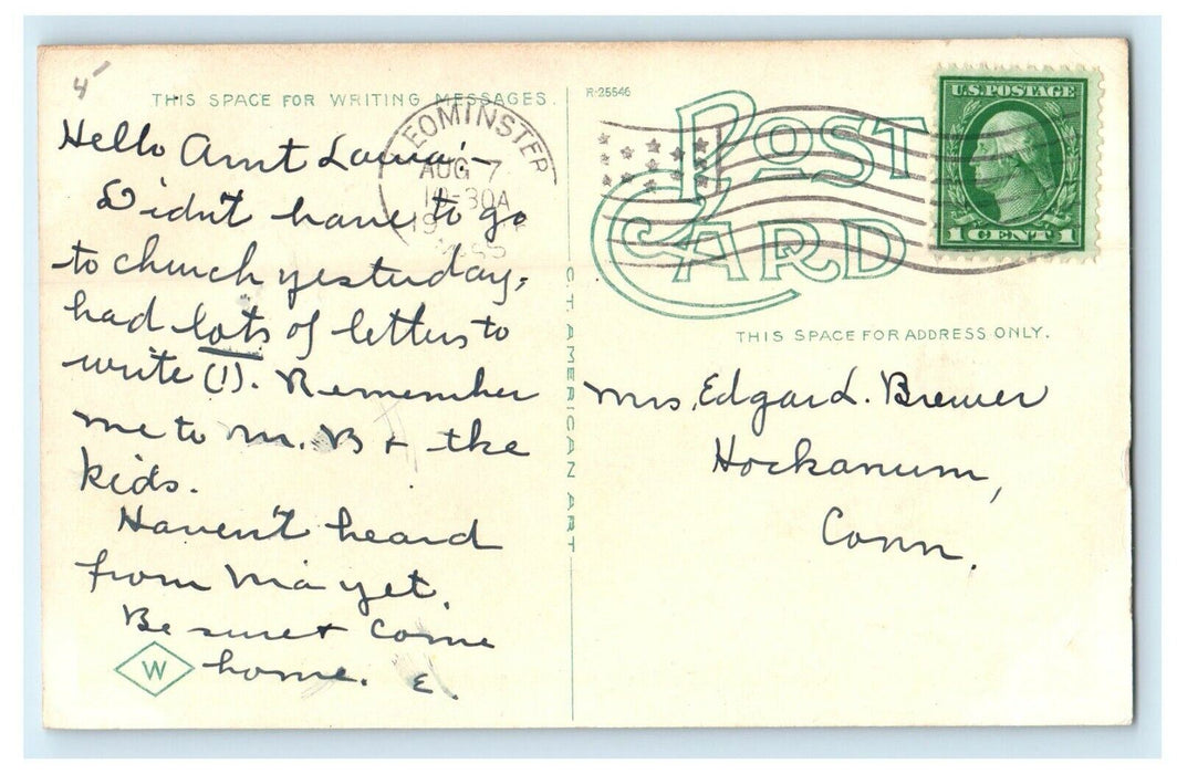 c1910 Monoosnock County Club Golf North Leominster Massachusetts MA Postcard