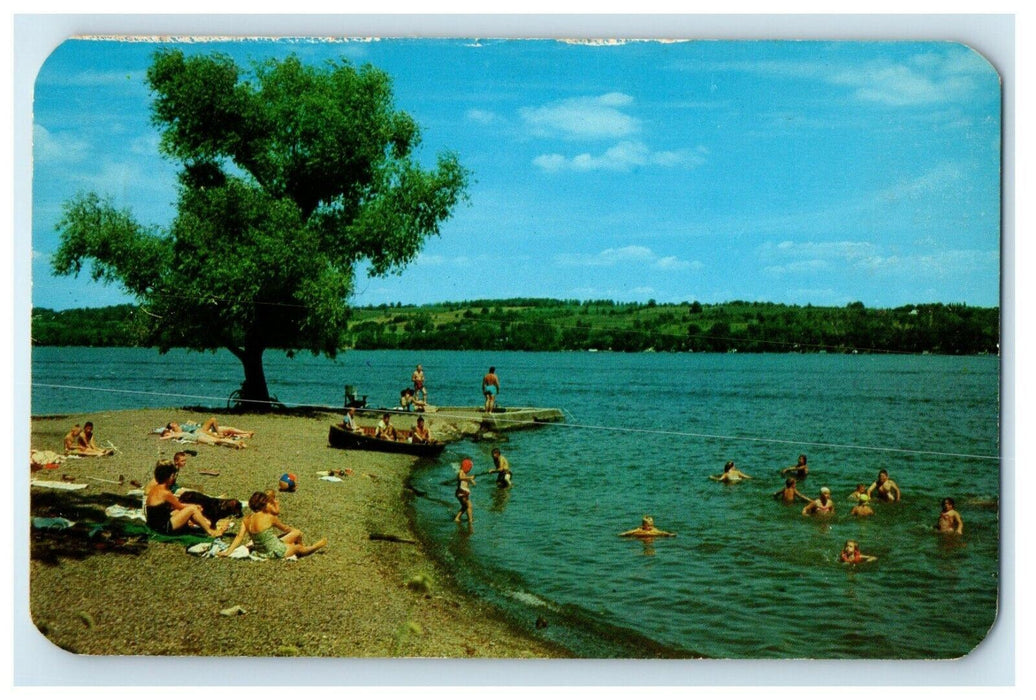 1959 College Point, Keuka College, Keuka Park New York NY Beach Bathing Postcard
