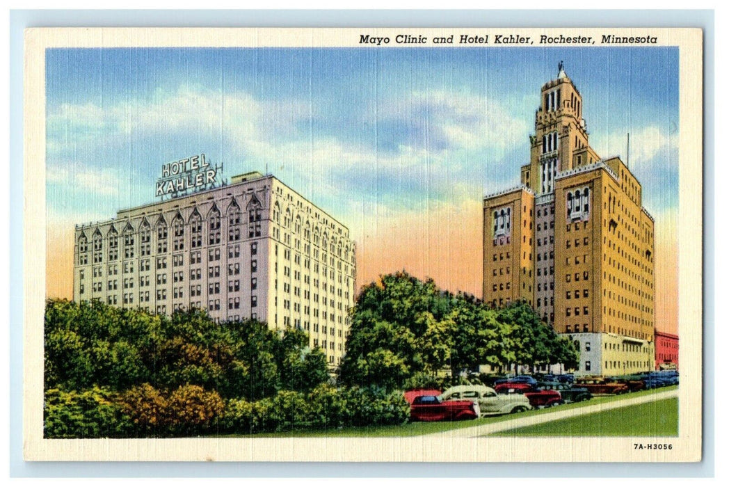 c1940's View Of Mayo Clinic And Hotel Kahler Rochester Minnesota MN Postcard