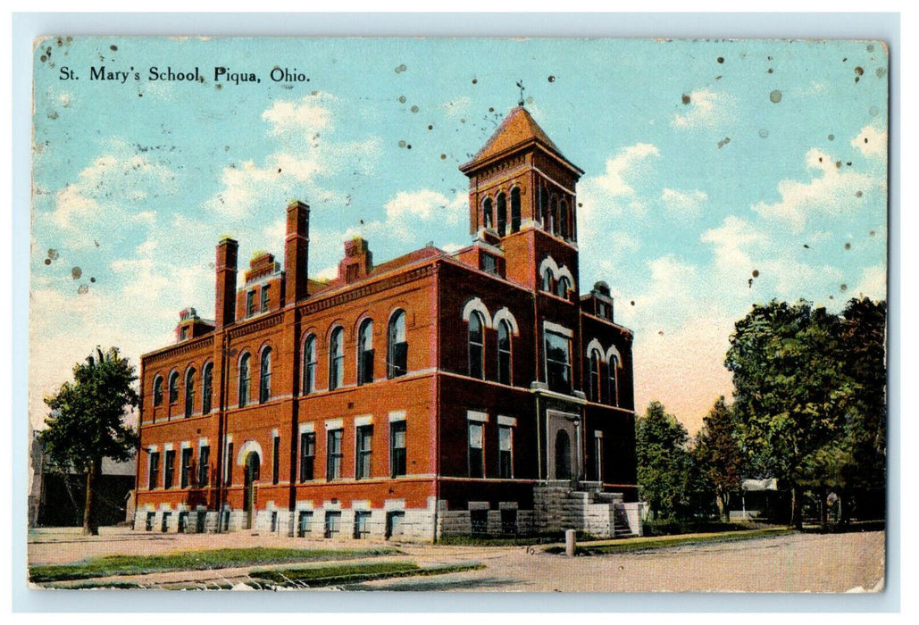 1911 St. Mary's School, Piqua, Ohio OH Posted Antique Postcard