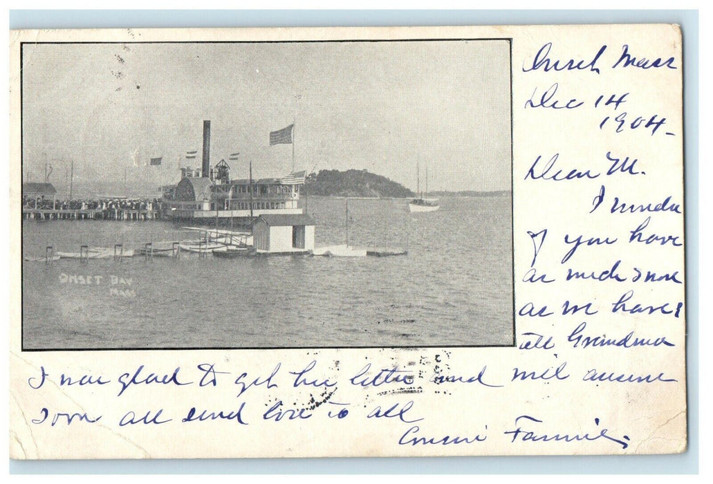 1904 Onset Bay Steamer Pier Massachusetts MA Antique Posted PMC Postcard