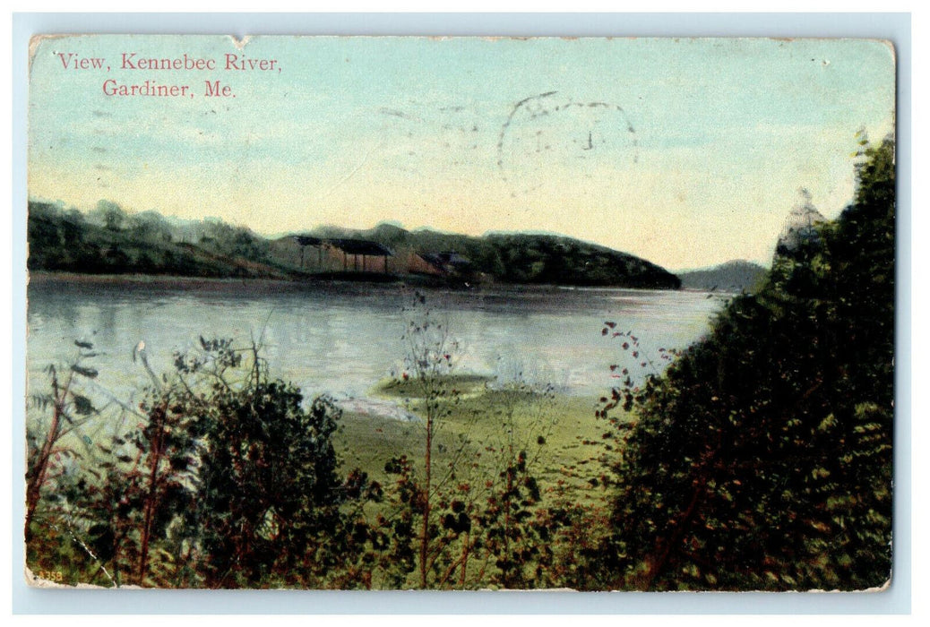 1910 View, Kennebee River, Gardiner Maine ME Posted Antique Postcard