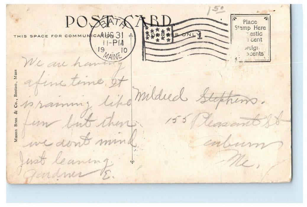 1910 View, Kennebee River, Gardiner Maine ME Posted Antique Postcard