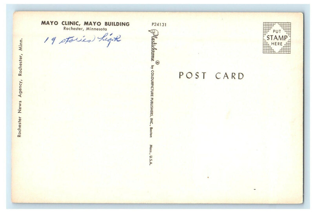 c1950's Mayo Clinic Mayo Building Rochester Minnesota MN Vintage Postcard