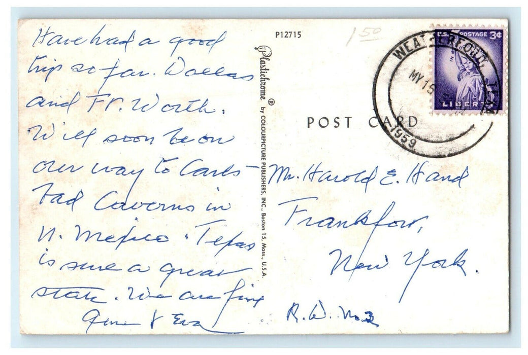 1959 Texas TX, Map View Lone Start State Flag Posted Vintage Postcard