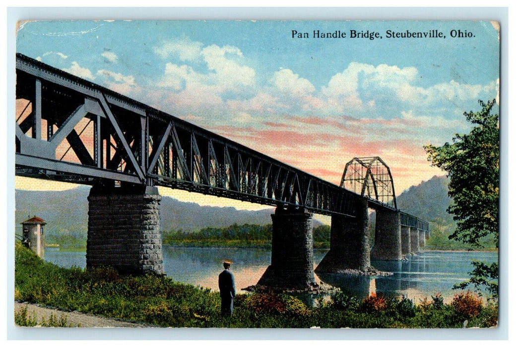 1919 Pan Handle Bridge, Steubenville, Ohio OH Posted Antique Postcard