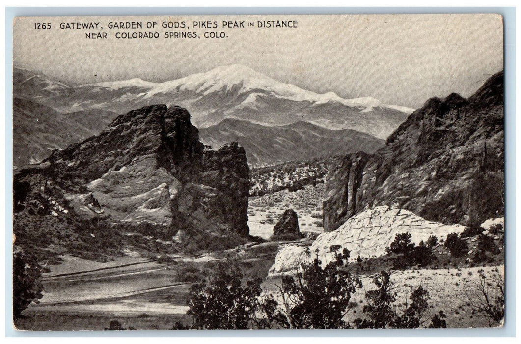 1917 Gateway Gardens of Gods Pikes Peak Colorado Springs CO Postcard