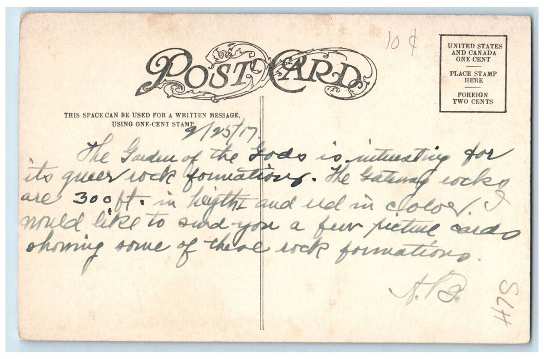 1917 Gateway Gardens of Gods Pikes Peak Colorado Springs CO Postcard