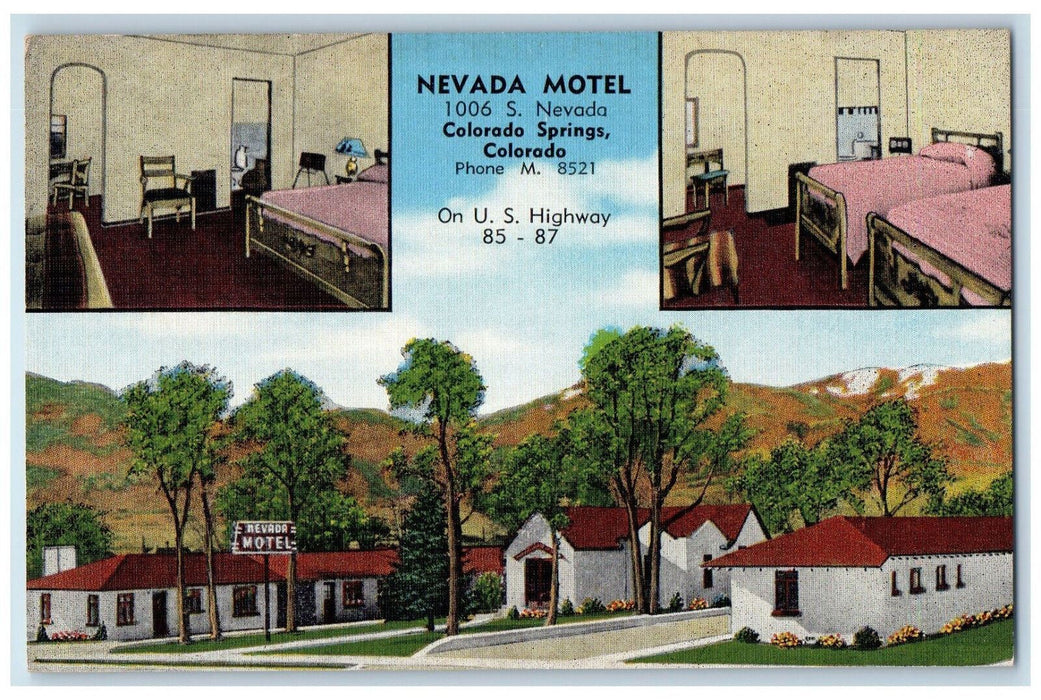 c1940's Multiview, Nevada Motel South Nevada Colorado Springs CO Postcard