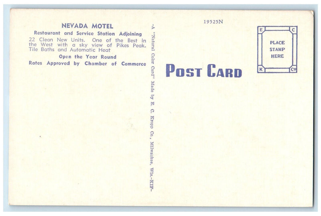 c1940's Multiview, Nevada Motel South Nevada Colorado Springs CO Postcard