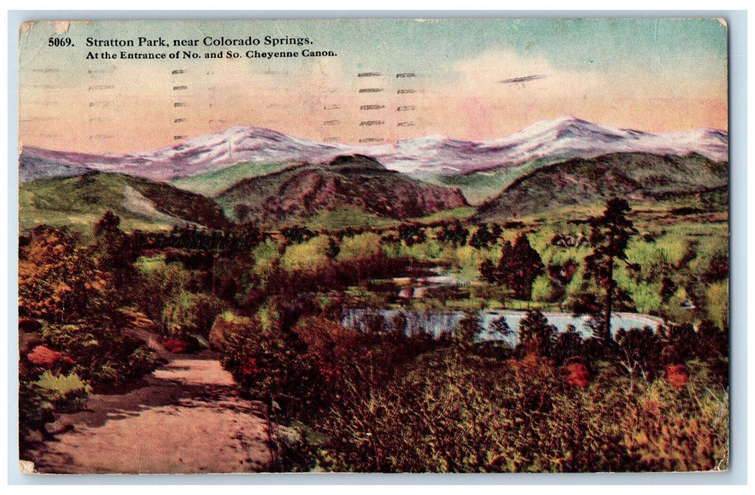 1915 Entrance of No. and So. Cheyenne Cannon, Near Colorado Springs CO Postcard