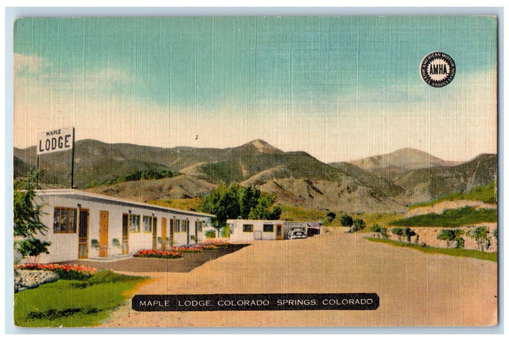 c1940's Maple Lodge Manitou Blvd. Colorado Springs Colorado CO AMHA Postcard