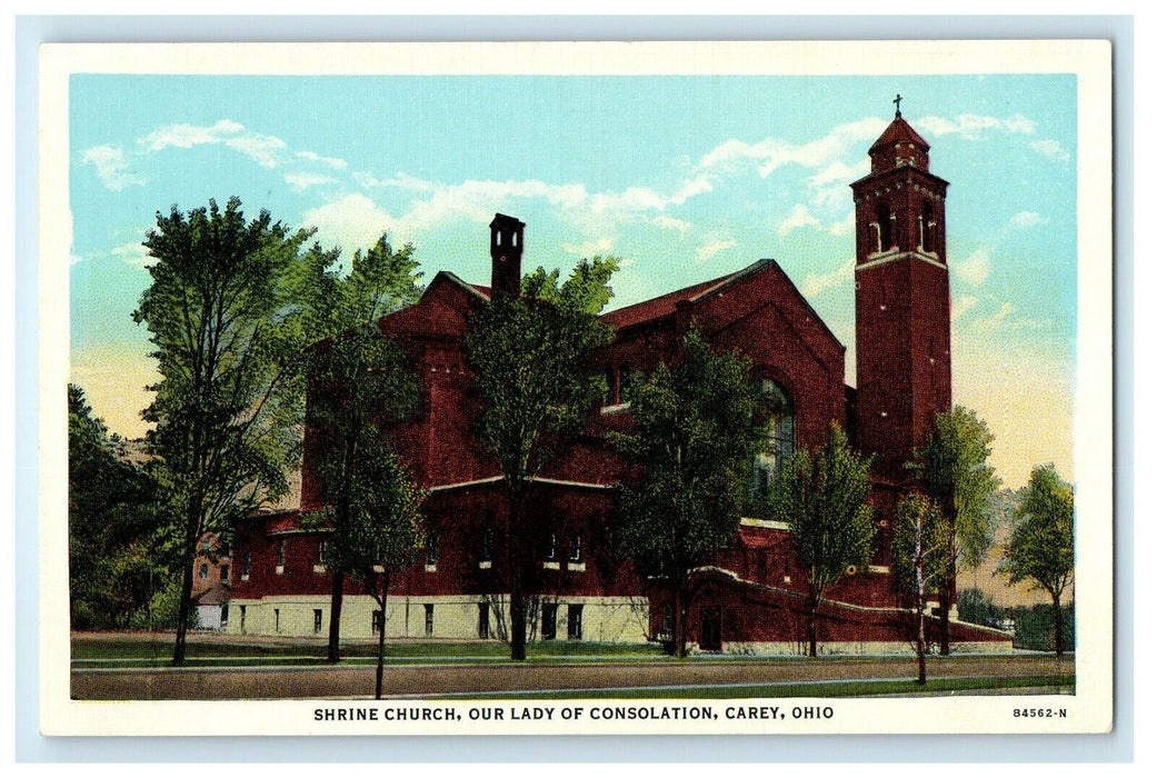 c1940's Shrine Church Our Lady Of Consolation Carey Ohio OH Vintage Postcard