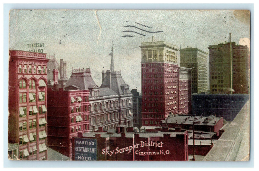 1908 Skyscraper District, Cincinnati Ohio OH Antique Posted Postcard