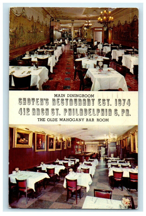 1964 Philadelphia PA, Shoyer's Oldest Restaurant Dining Room Interior Postcard