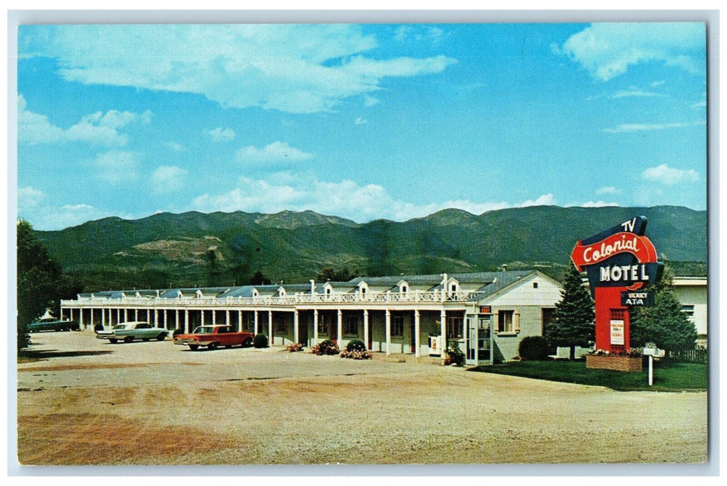 c1960's Colonial Motel, North Nevada Ave. Colorado Springs CO Postcard