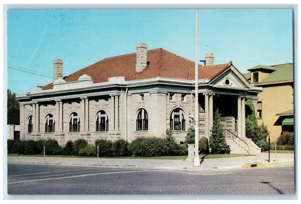 c1950's Lebanon Indiana IN, Lebanon Carnegie Public Library Street View Postcard