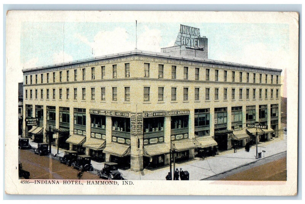 c1920's Indiana Hotel Restaurant Wyman's Pianos Hammond Indiana IN Postcard'