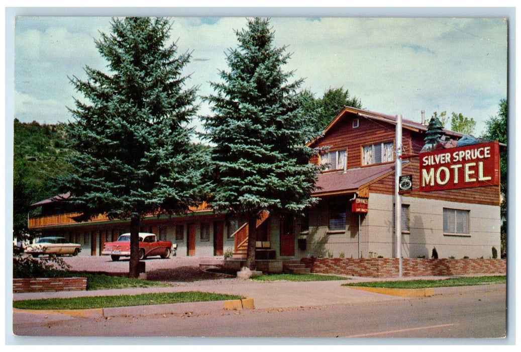 1959 Silver Spruce Motel, 2929 North Main Ave. Durango Colorado CO Postcard
