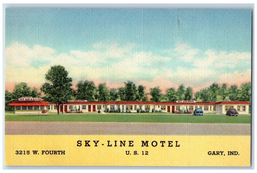 c1950's View Of Sky Line Motel 3215 W. Fourth U.S. 12 Gary Indiana IN Postcard