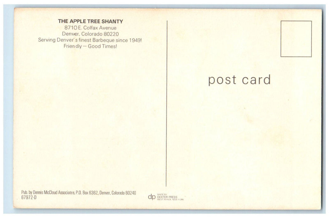 c1950's The Apple Tree Shanty E. Colfax Avenue Denver Colorado CO Postcard