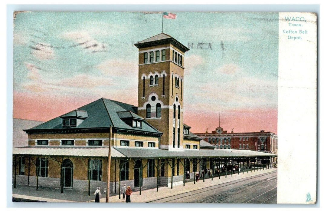 1908 Waco Cotton Belt Depot Texas TX Raphael Tuck Posted Antique Postcard