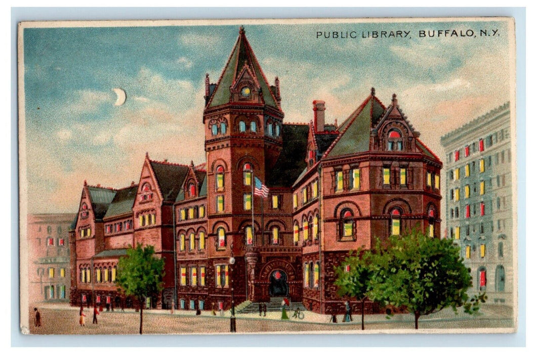 c1910 HTL Public Library Buffalo New York NY Unposted Hold to Light Postcard