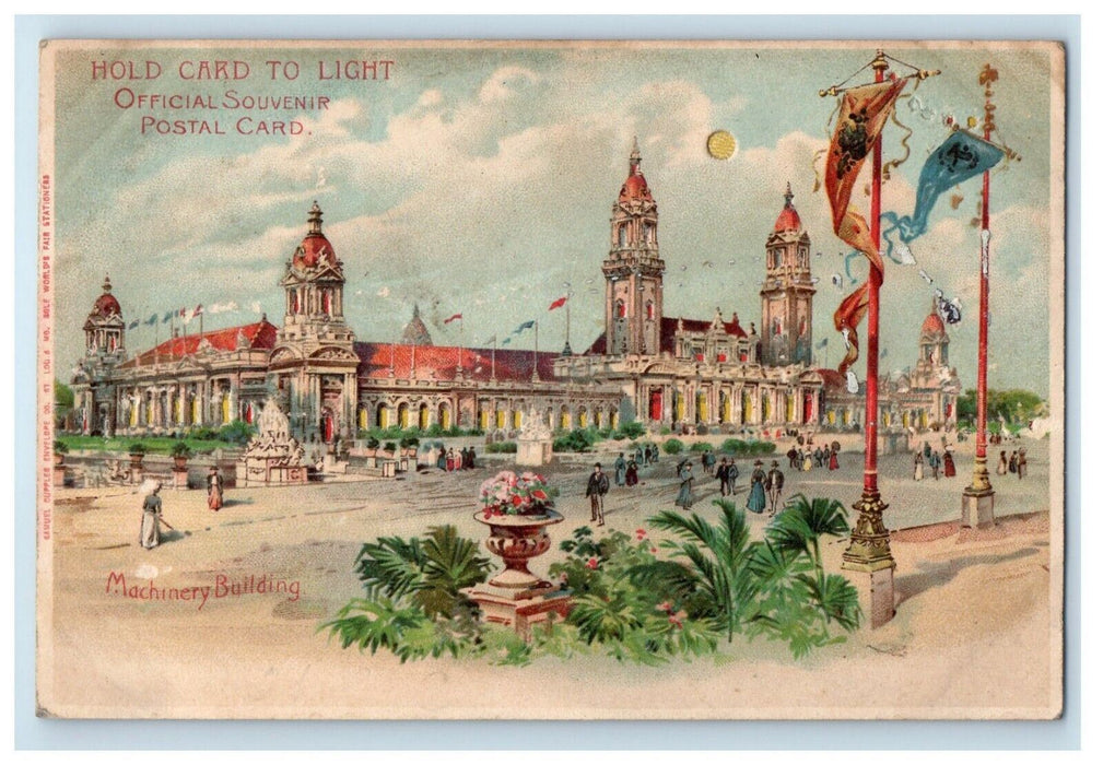 1904 HTL Machinery Building St. Louis World's Fair Hold to Light Postcard