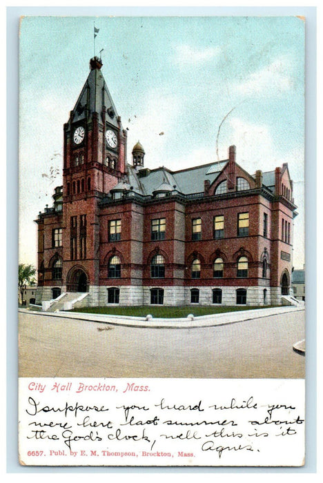 1905 View of City Hall, Brockton Massachusetts MA Antique Posted Postcard