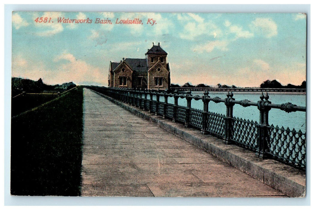 1913 Waterworks Basin, Louisville, Kentucky KY Posted Antique Postcard