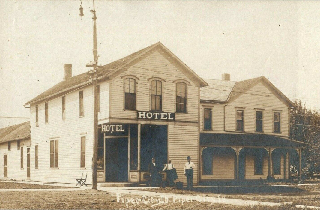 c1910 Piper City Illinois IL Hotel  RPPC Photo Antique Postcard