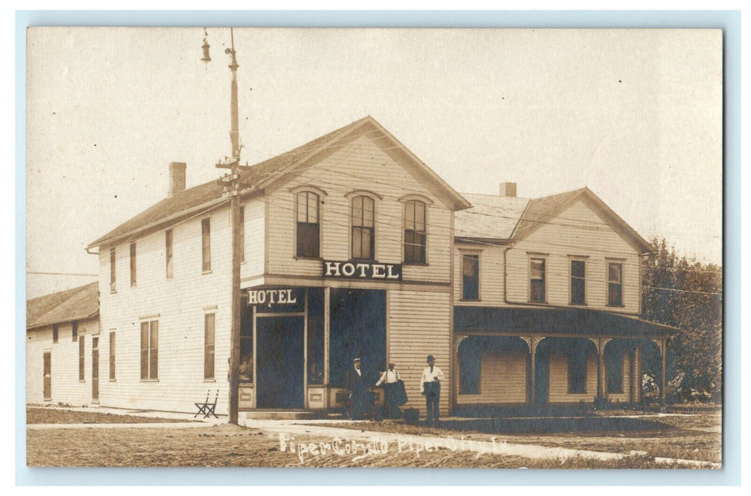 c1910 Piper City Illinois IL Hotel  RPPC Photo Antique Postcard