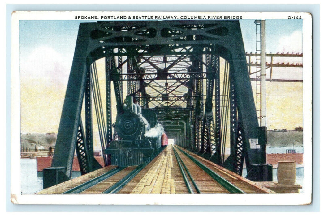 c1915 Spokane Portland Seattle Railway Columbia River Bridge Antique Postcard