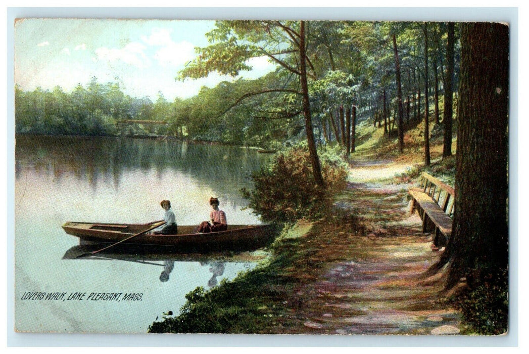 c1909 Lover's Walk, Lake Pleasant, Montague, Massachusetts MA Antique Postcard