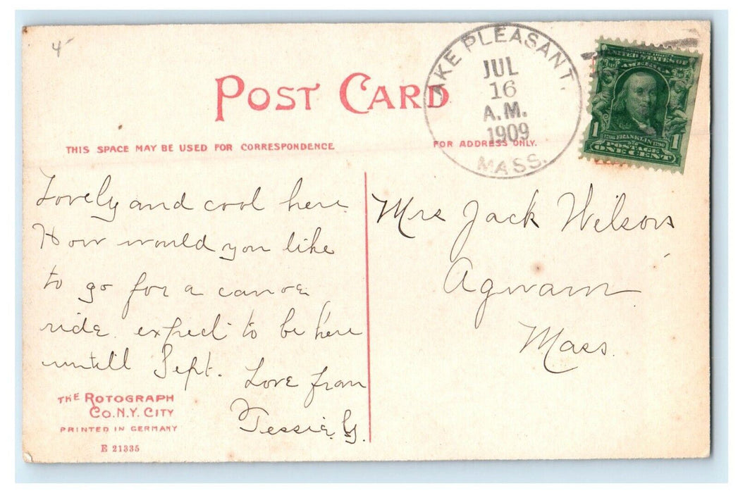 c1909 Lover's Walk, Lake Pleasant, Montague, Massachusetts MA Antique Postcard