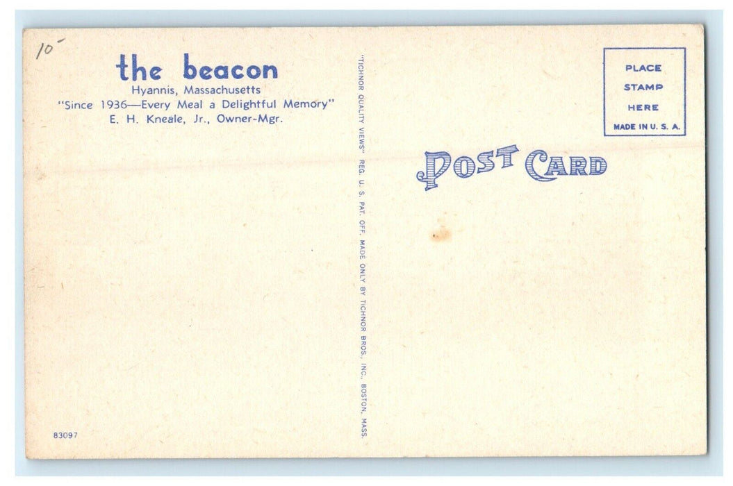 c1936 The Beacon, Hyannis Massachusetts MA Unposted Antique Postcard
